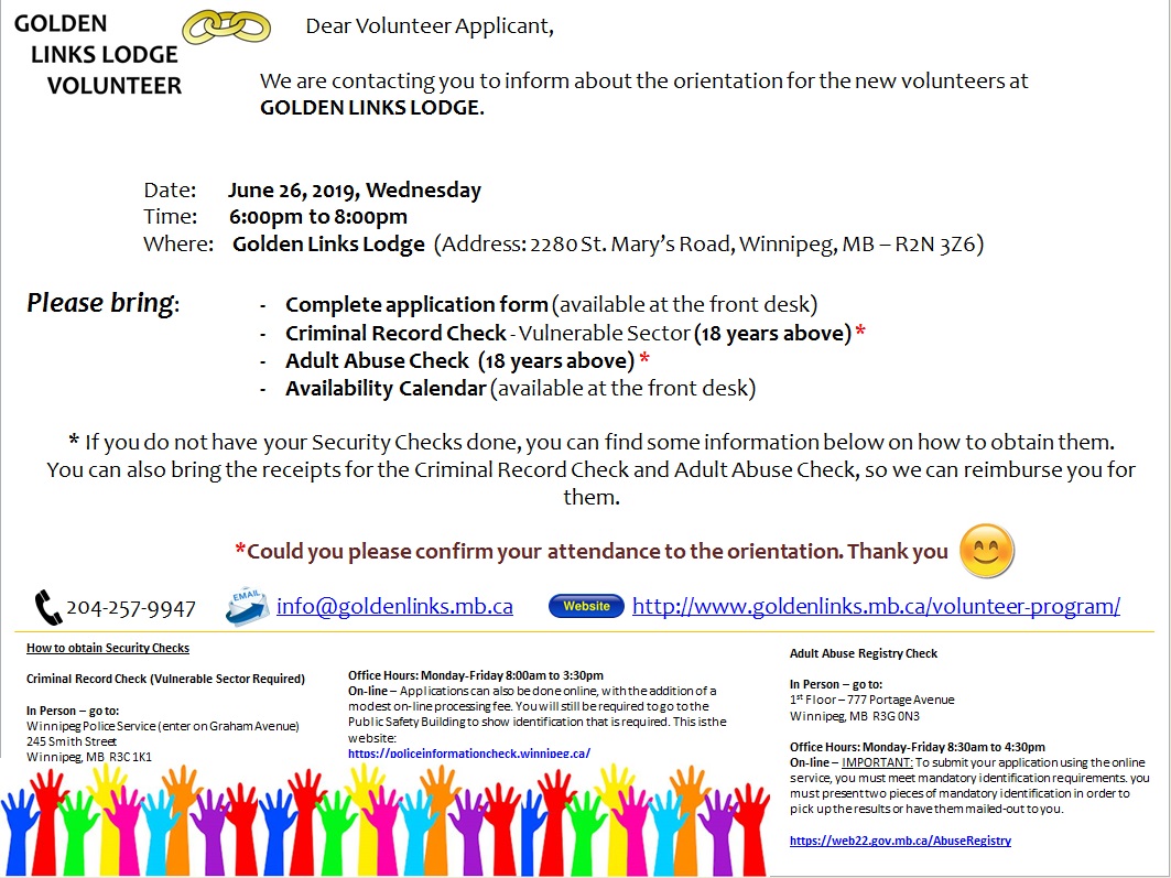 Golden Links Lodge Volunteer Orientation - image
