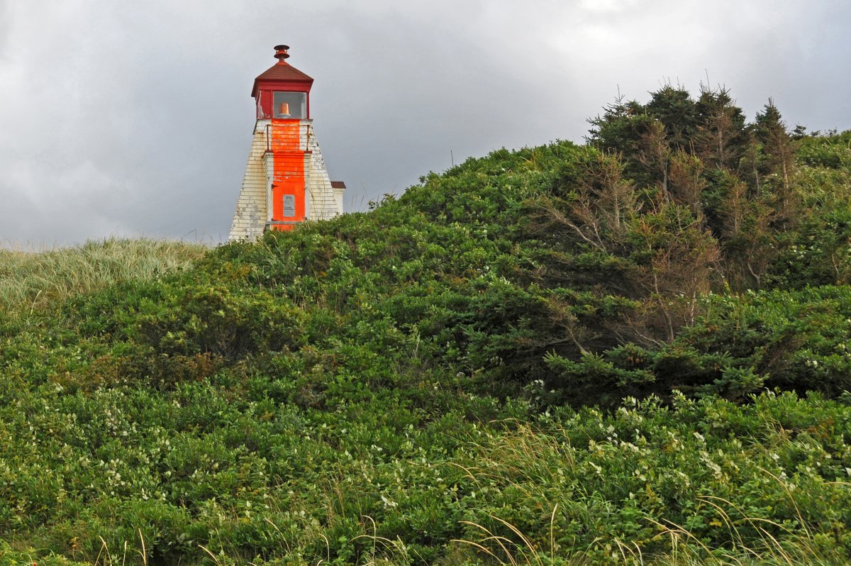 Margaree Harbour Front Range Lighthouse in Cape Breton, Nova Scotia. 