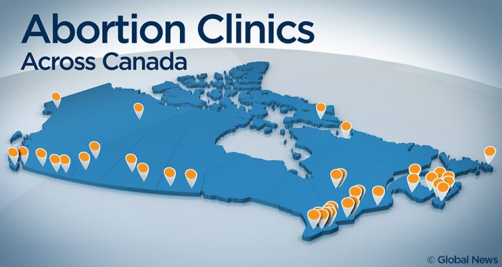Abortion clinics are typically located in large Canadian centres, leaving large rural areas under serviced