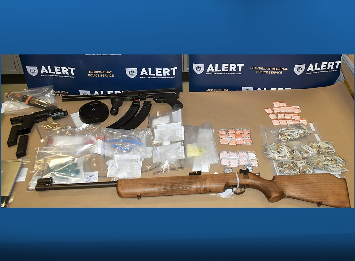 Some of the goods seized by ALERT in the Red Deer area during raids in June 2019. 