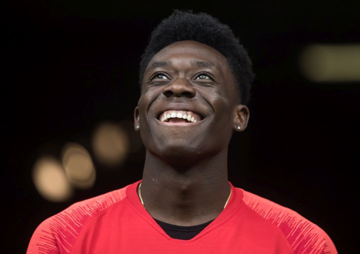 Canada’s Alphonso Davies watches as his teammates warm up before a CONCACAF Nations League qualifying soccer match against French Guiana in Vancouver, on Sunday March 24, 2019. Now 18 and a season with Bayern Munich under his belt, eyes will be on Davies when Canada opens the 2019 Gold Cup on Saturday against Martinique at the Rose Bowl in Pasadena, Calif.
