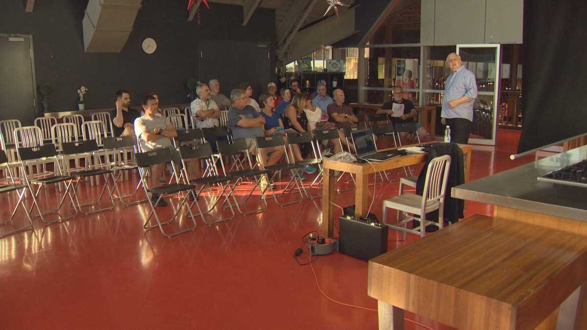 Beaconsfield residents gathered at a grocery store in Kirkland to discuss what options they have to force the city to build a sound barrier. Tuesday June 18, 2019.