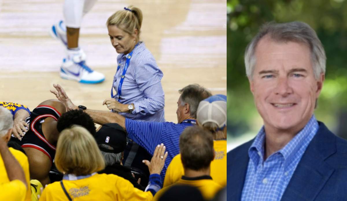 Venture capitalist and part-owner of the Golden State Warriors Mark Stevens is accused of pushing Raptor Kyle Lowry during Game 3 of the NBA finals.