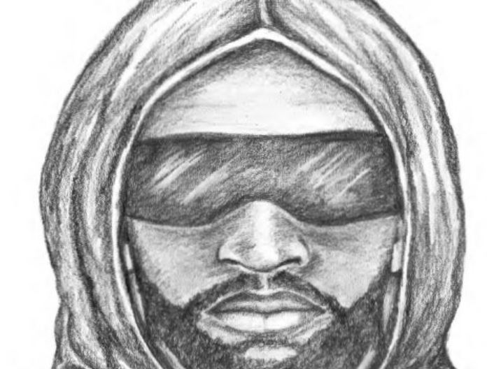 A forensic sketch of the suspect in an alleged sexual assault against a teenage girl on a bus in January 2018.