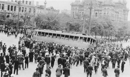 Streetcar sculpture marks 100 years of Bloody Saturday on Main Street ...