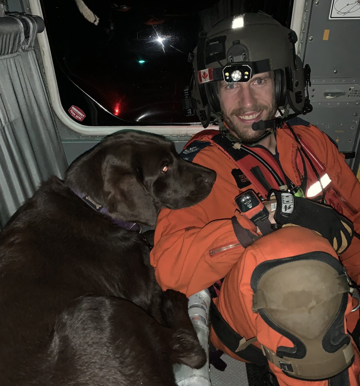 A crew from 424 Transport and Rescue airlifted three people and a dog out of Bon Echo Park on Saturday night.