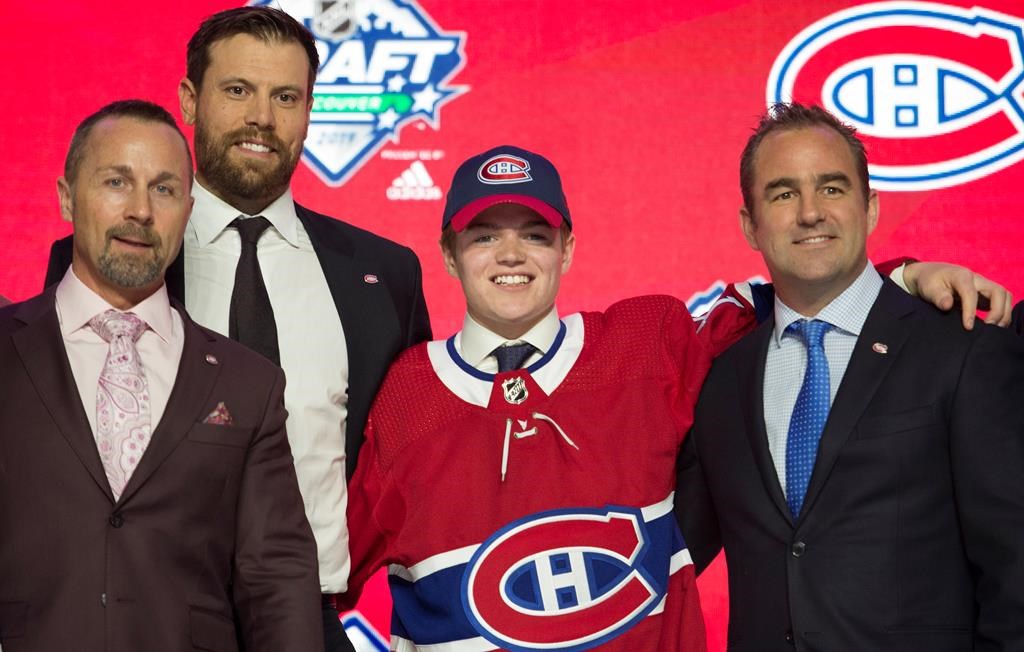 Montreal Canadians select Cole Caufield during the first round NHL draft at Rogers Arena in Vancouver, Friday, June, 21, 2019.