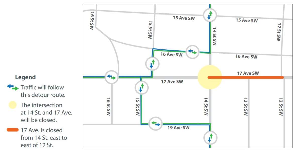 Intersection of 17 Ave. and 14 St. S.W. closed on Canada Day long weekend - image