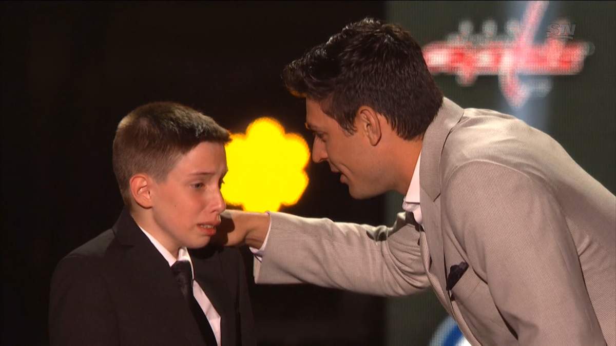 “Everything’s going to be OK,” Montreal Canadiens goalie Carey Price tells Anderson Whitehead onstage at the NHL Awards.