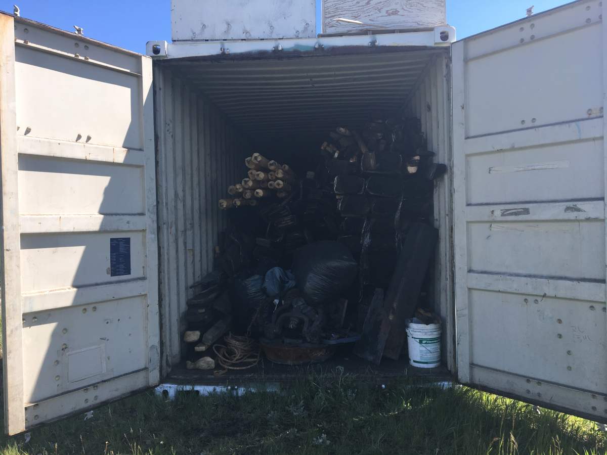 Stored remains of salvaged material.