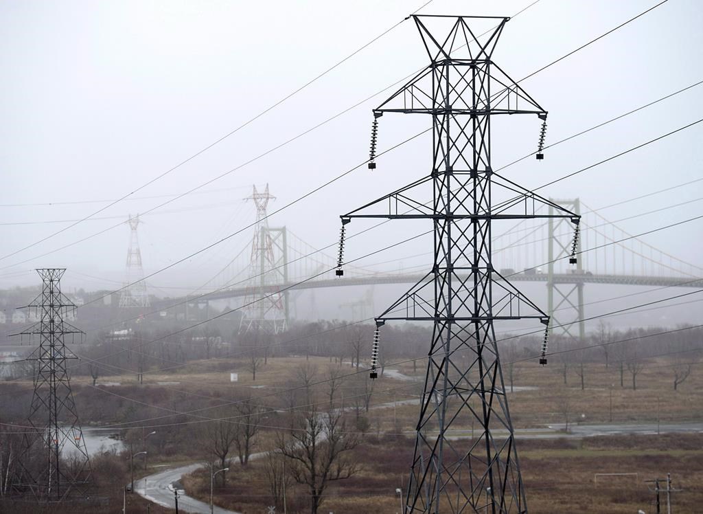 File - Power lines are seen in Dartmouth, N.S. on Thursday, Nov. 29, 2018. THE CANADIAN PRESS/Andrew Vaughan.