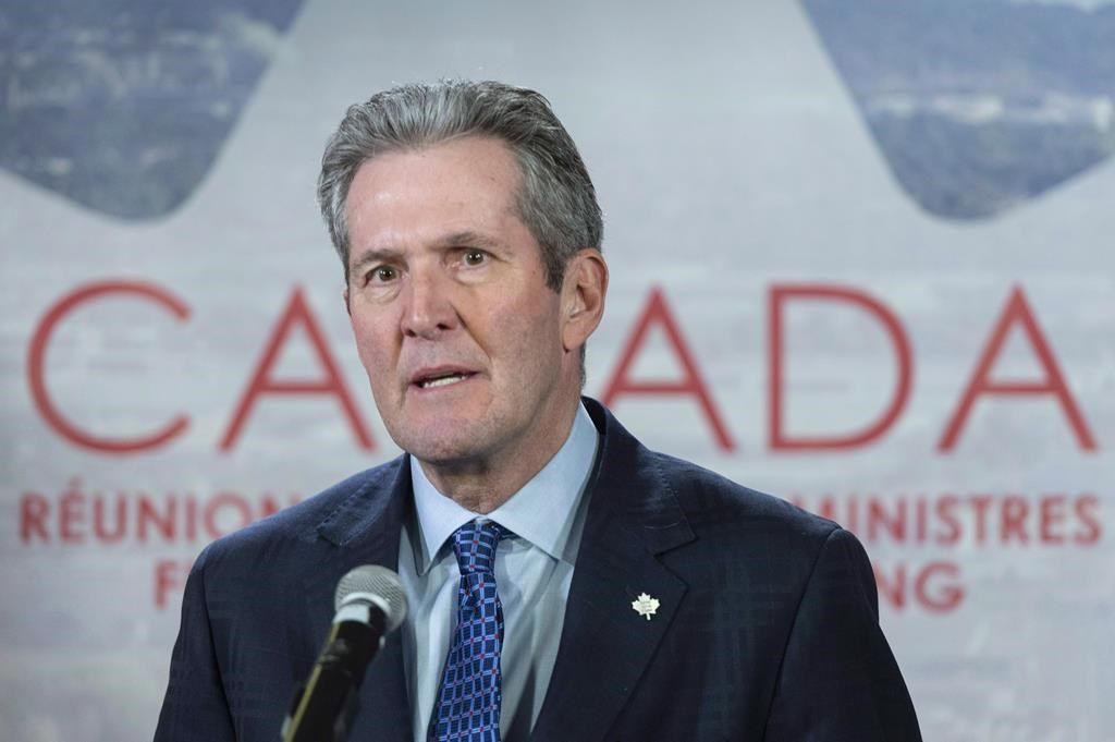 Manitoba Premier Brian Pallister responds to questions during a news conference at the first ministers meeting in Montreal on December 7, 2018.