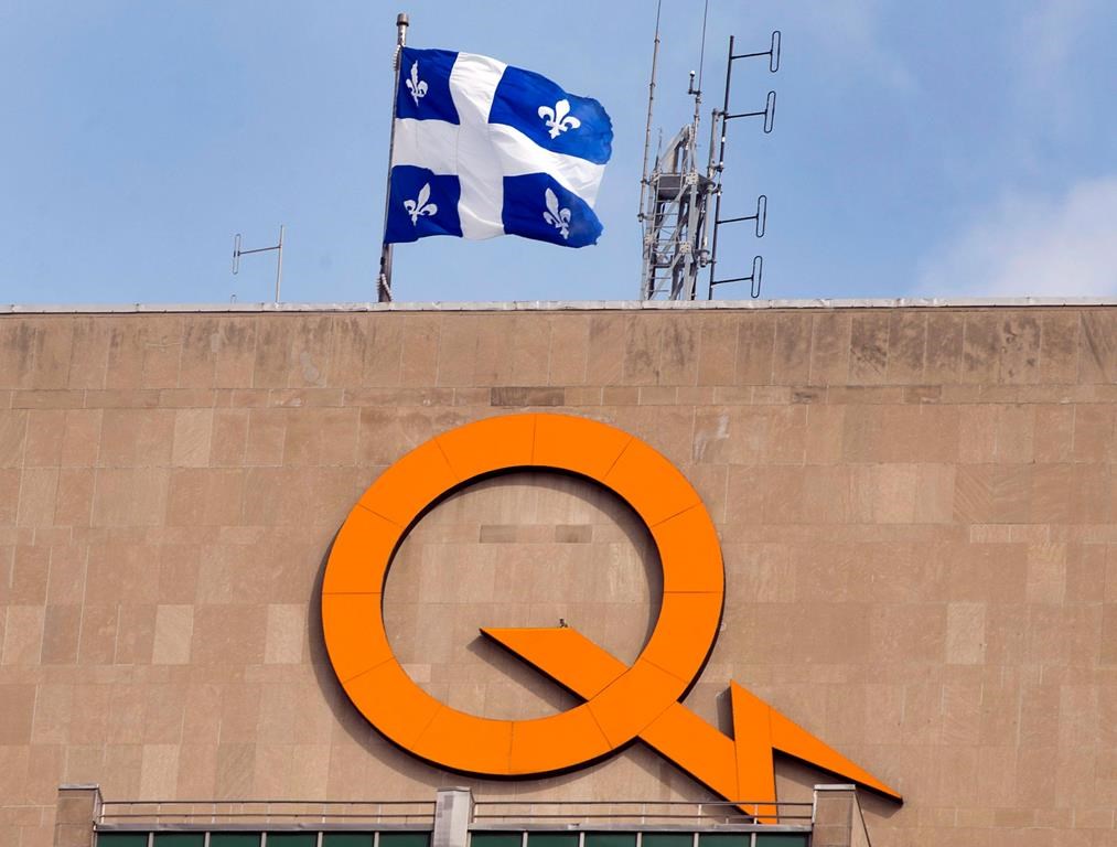 A Hydro Quebec logo is seen on their head office building, February 26, 2015 in Montreal. 