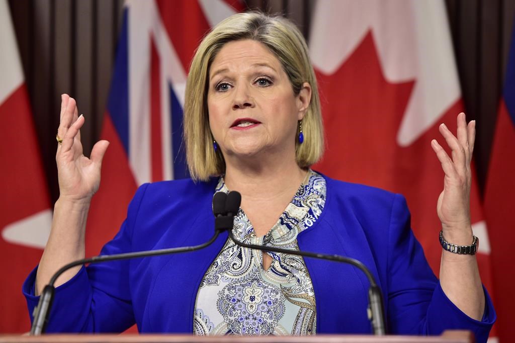 Ontario NDP Leader Andrea Horwath speaks during a press conference at Queen's Park in Toronto on Monday, Dec. 17, 2018. Ontario's New Democrats are gathering this weekend to discuss party priorities and hold a vote of confidence on their leader of ten years. THE CANADIAN PRESS/Frank Gunn.