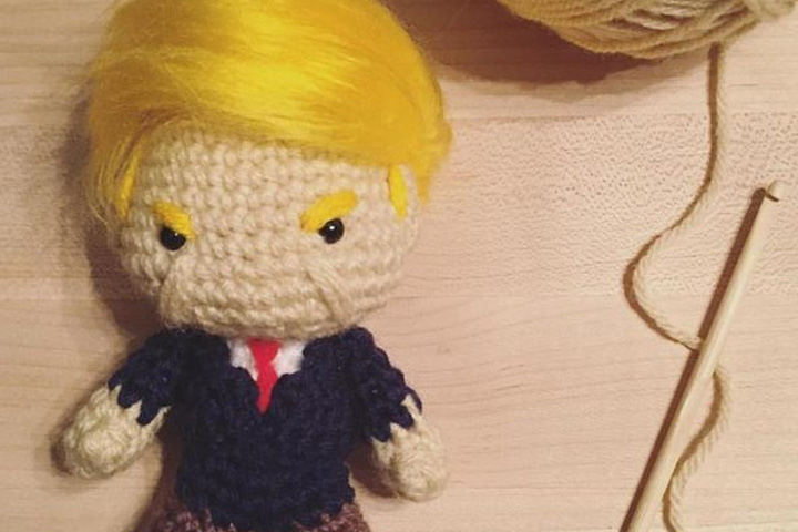 A crochet version of U.S. President Donald Trump is shown.