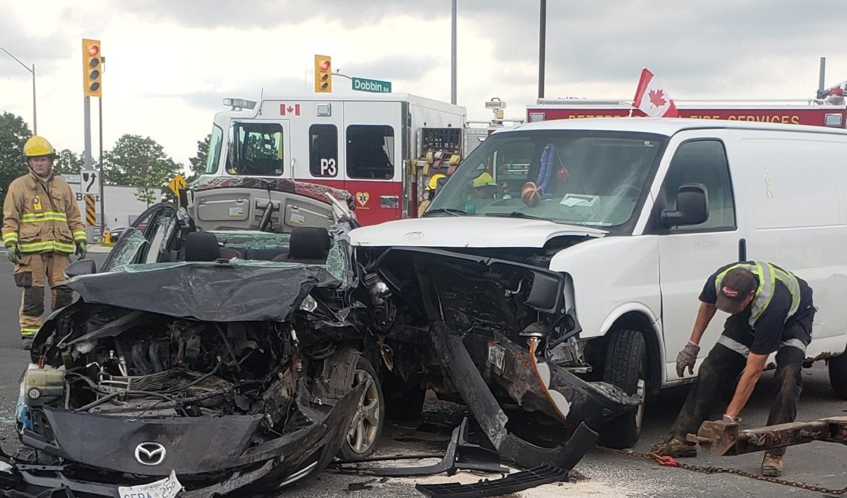 One person was taken to hospital following a collision on Lansdowne Street West in Peterborough on Wednesday afternoon.