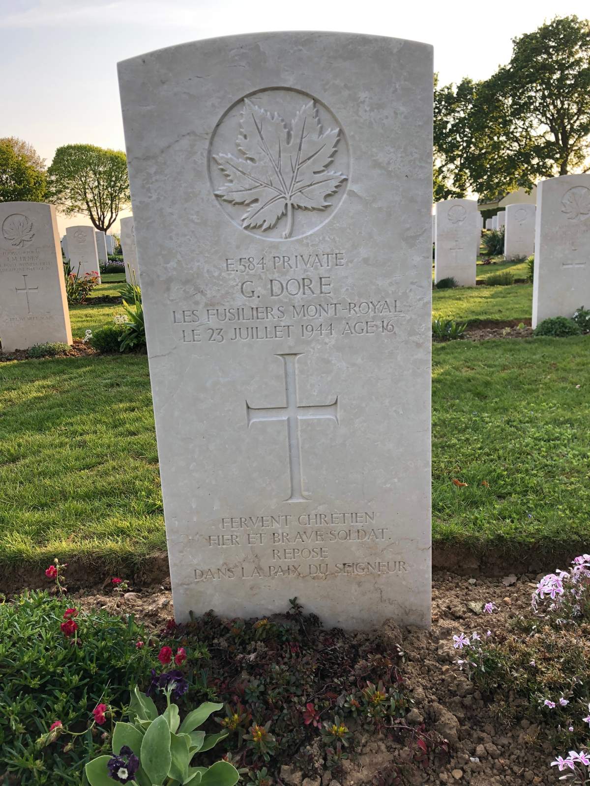 Gerard Doré was the youngest Canadian soldier to die in Normandy. He was 16 years old.