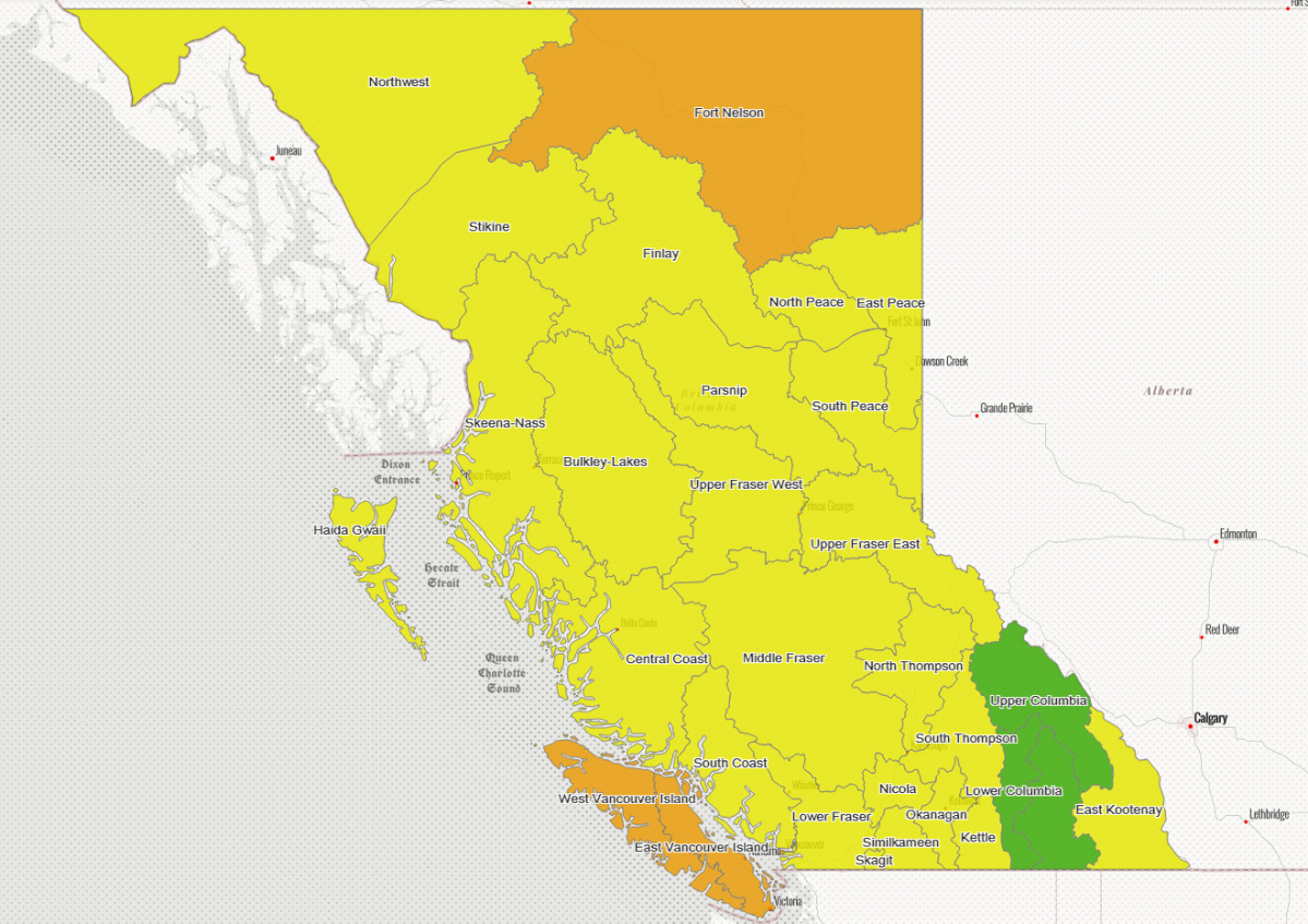 Drought conditions in B.C. as of June 7, 2019.