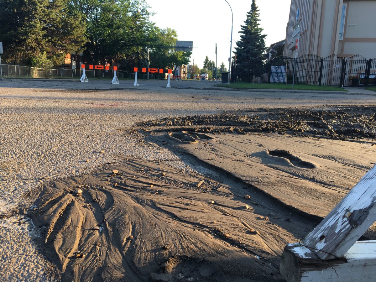 A water main break forced the closure of 82 Street between 118 Avenue and 120 Avenue. Monday, June 17, 2019.