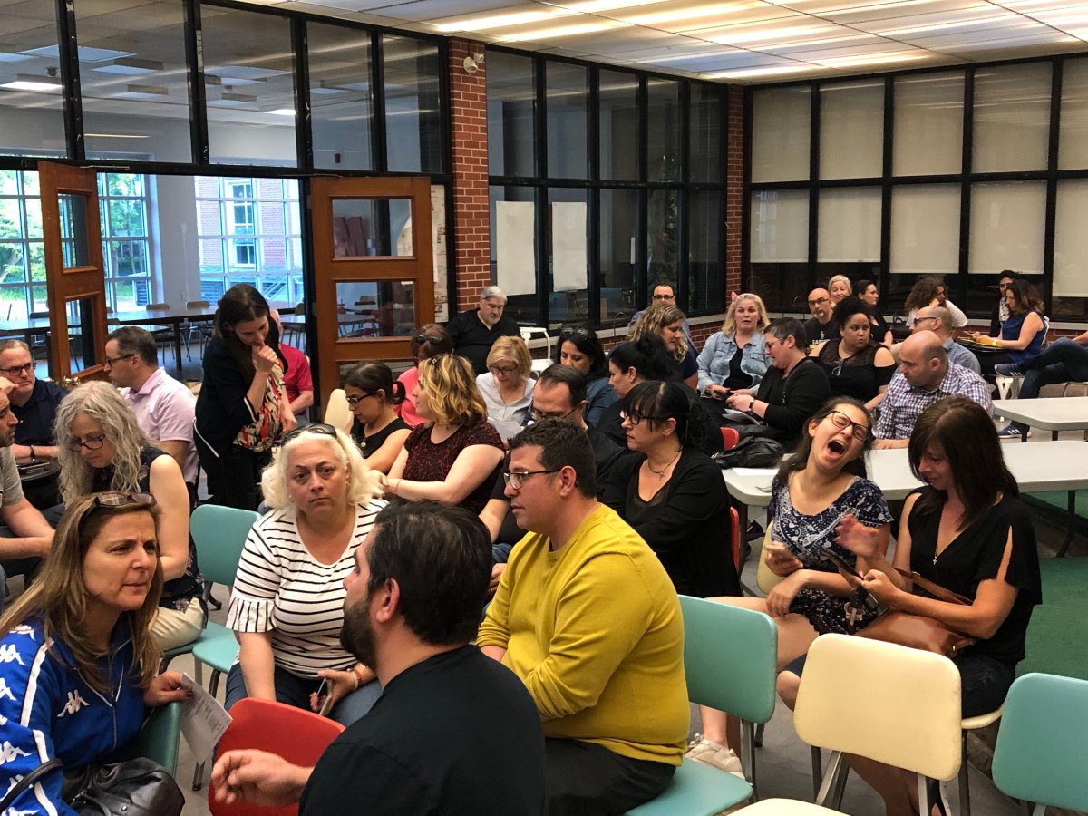 Parents of children at the English Montreal School Board showed up to Wednesday's night meeting.