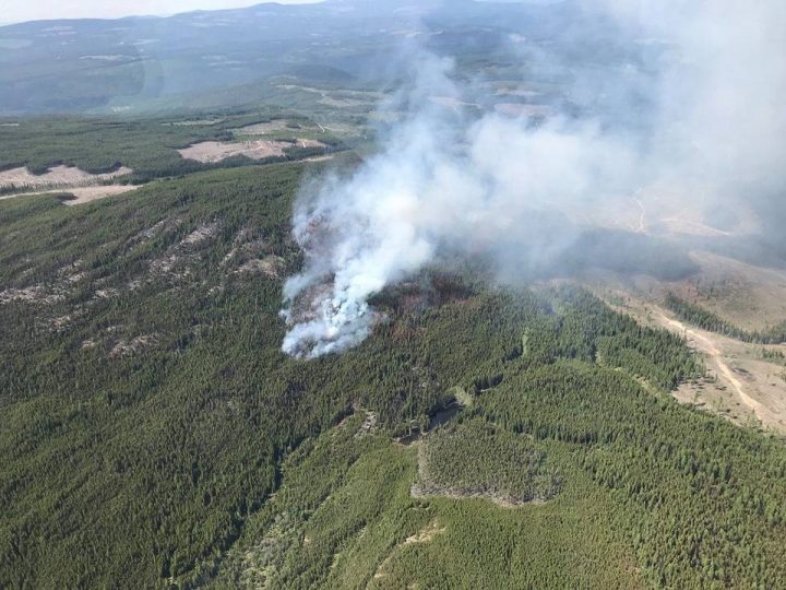 The provincial government says 11 grants totaling more than $1 million have been distributed to local governments and First Nations communities in the Kamloops Fire Centre to help reduce wildfires. Pictured is the Tuzo Creek wildfire, east of Penticton, on June 1, 2019. The 11.2-hectare blaze was considered held on June 3.