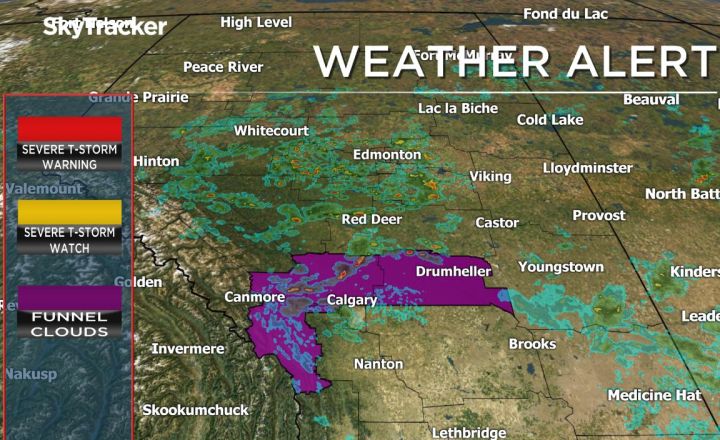 Environment Canada issued some funnel cloud advisories for parts of Alberta on Friday.