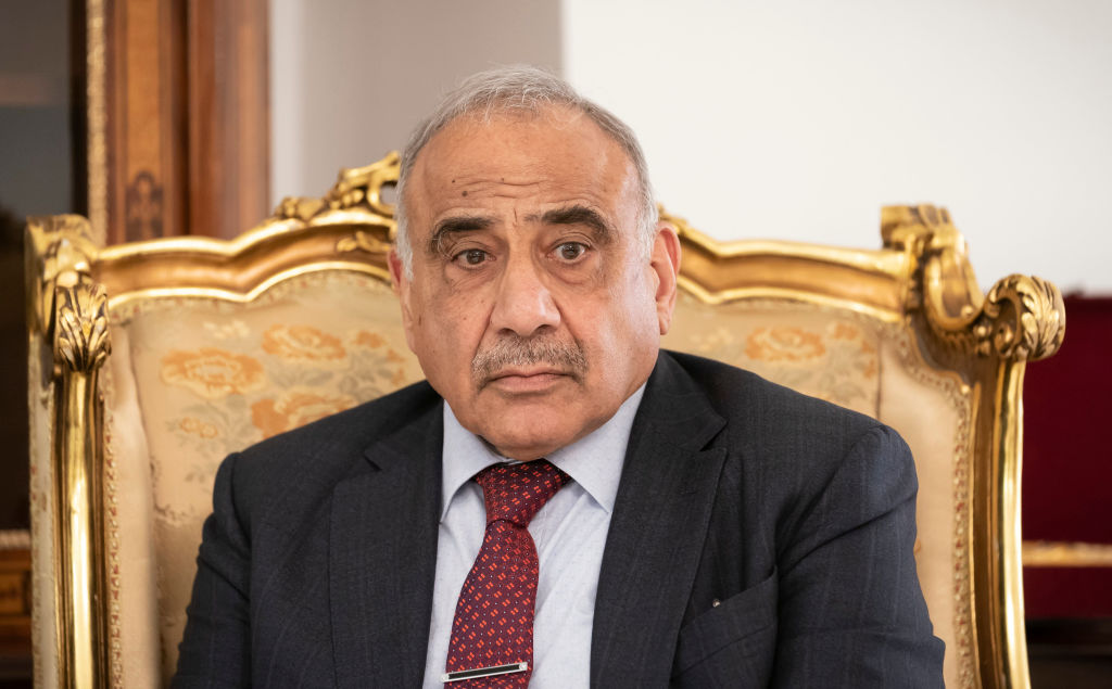 BAGDAD, IRAQ - JUNE 08: Adil Abdul-Mahdi, Prime Minister of Iraq, pictured during a meeting with German Foreign Minister Maas (unseen) on June 08, 2019 in Bagdad, Iraq. 