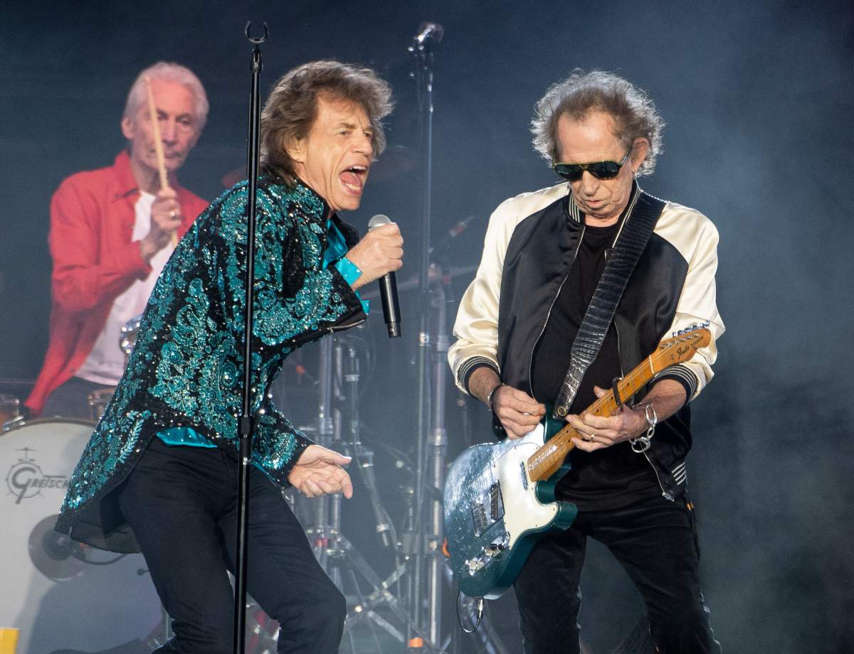 (L-R) Charlie Watts, Mick Jagger and Keith Richards perform onstage as The Rolling Stones perform for the North American run of their No Filter tour at Burl’s Creek event grounds on June 29, 2019 in Oro-Medonte, Ont.