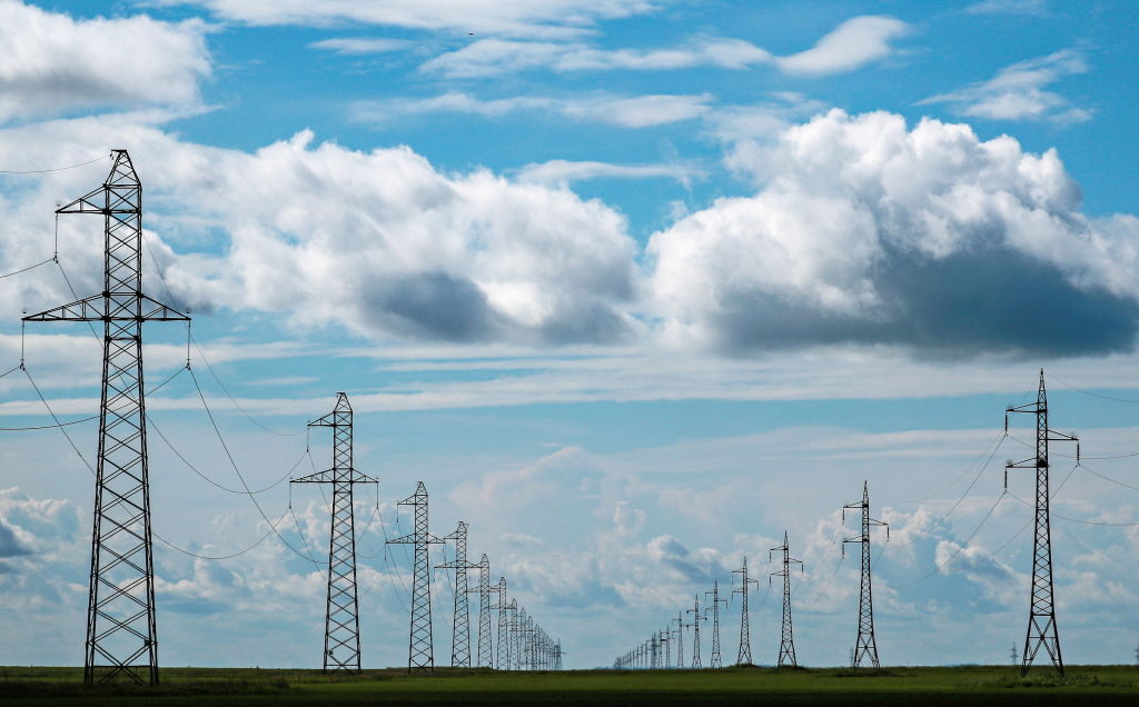 The Blagoveshchenskaya-Varvarovka high voltage power line of the FGC UES Russian electricity transmission company grid. 