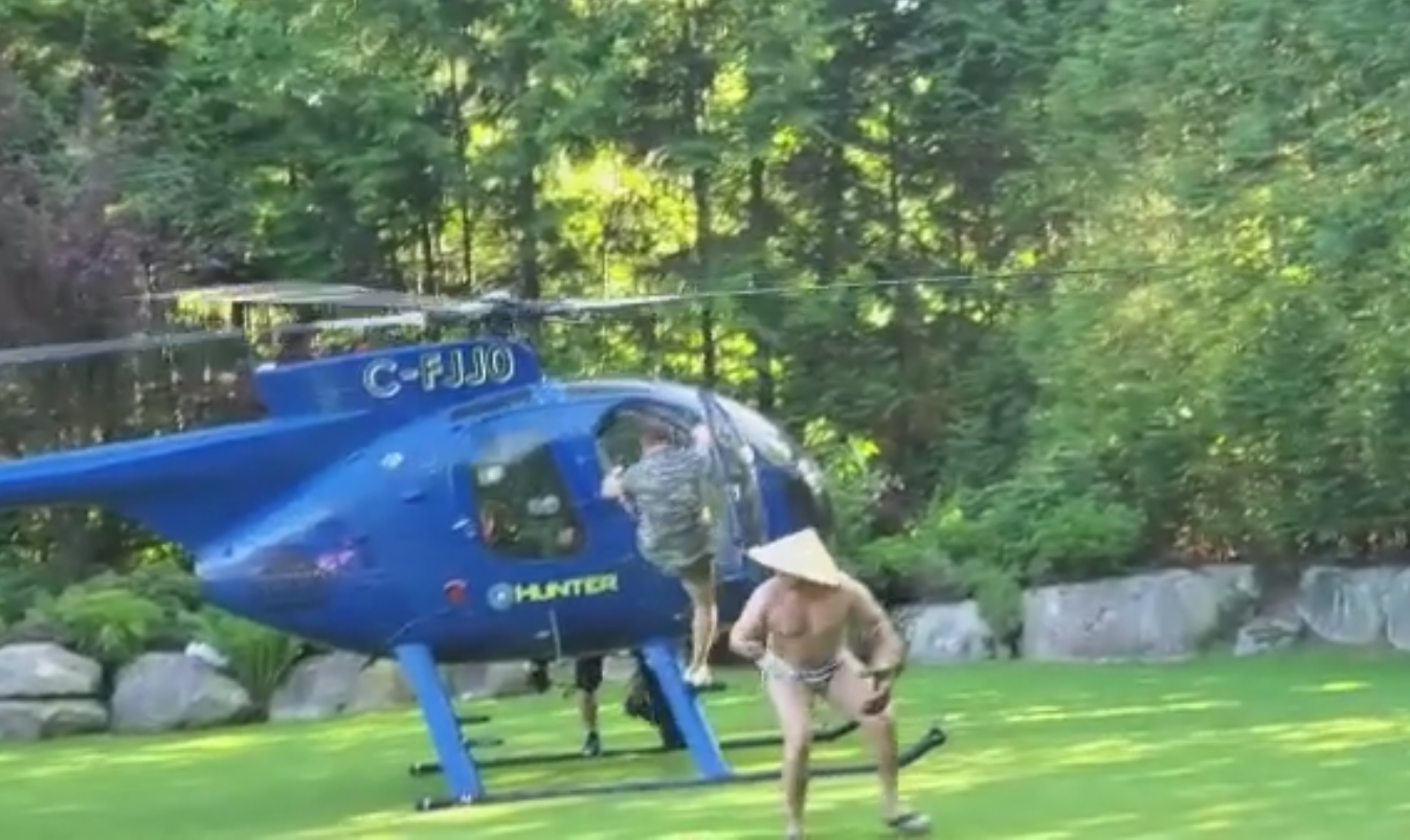 Lavish bash featuring backyard chopper landings ruffles feathers