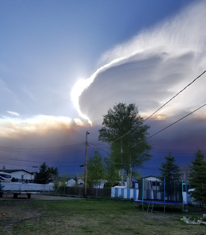 This photo of wildfire smoke in High Level, Alta., was taken on May 18, 2019.