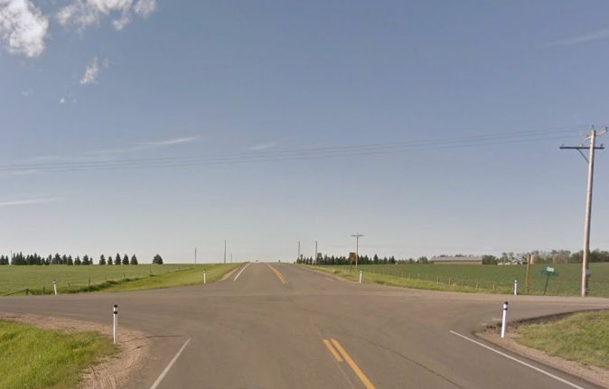The intersection of Highway 815 and Township Road 420 in central Alberta.