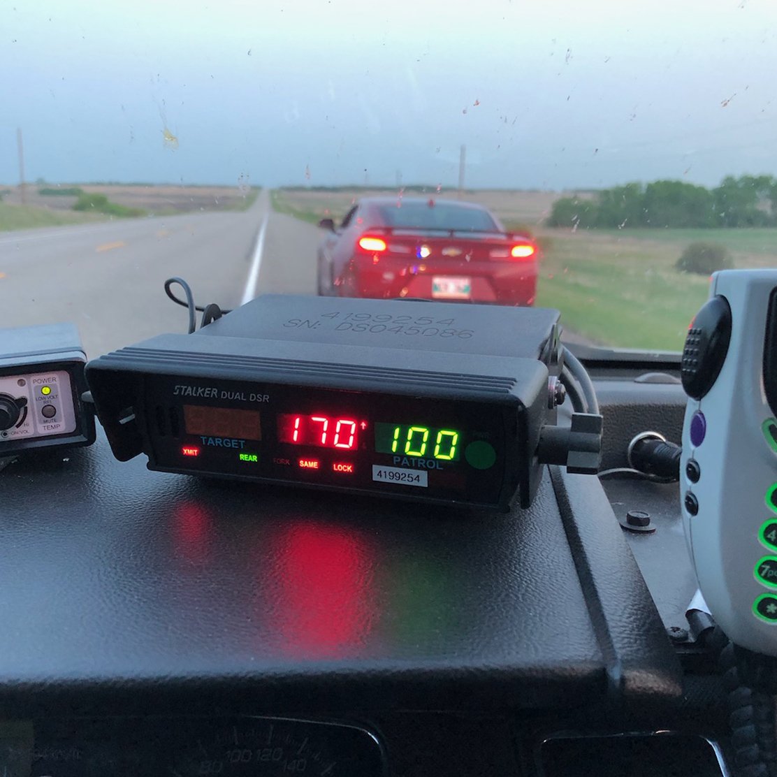 The teen driver was clocked going 70 km/h over the speed limit.