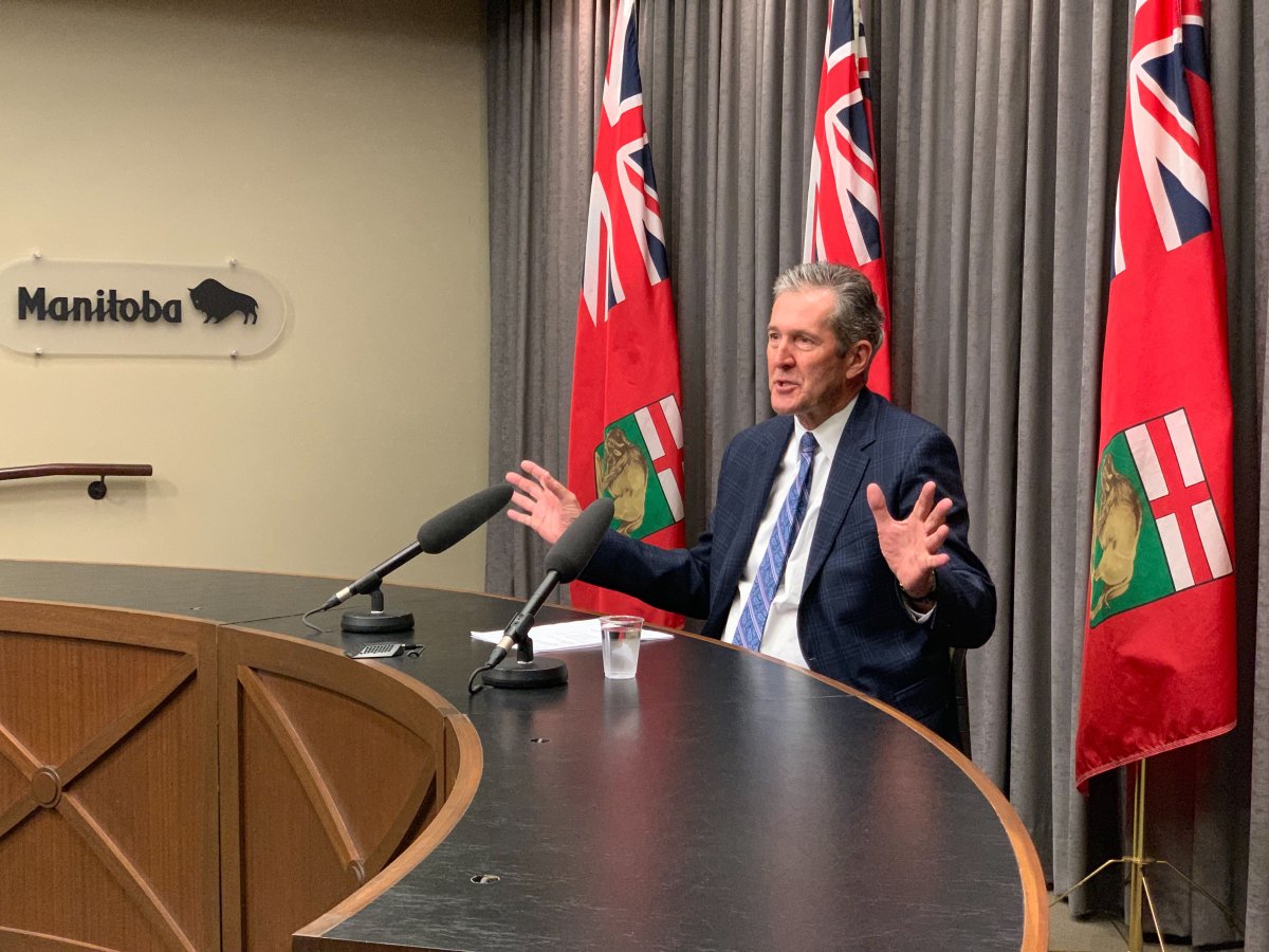 In this file photo, Manitoba Premier Brian Pallister addresses the media.