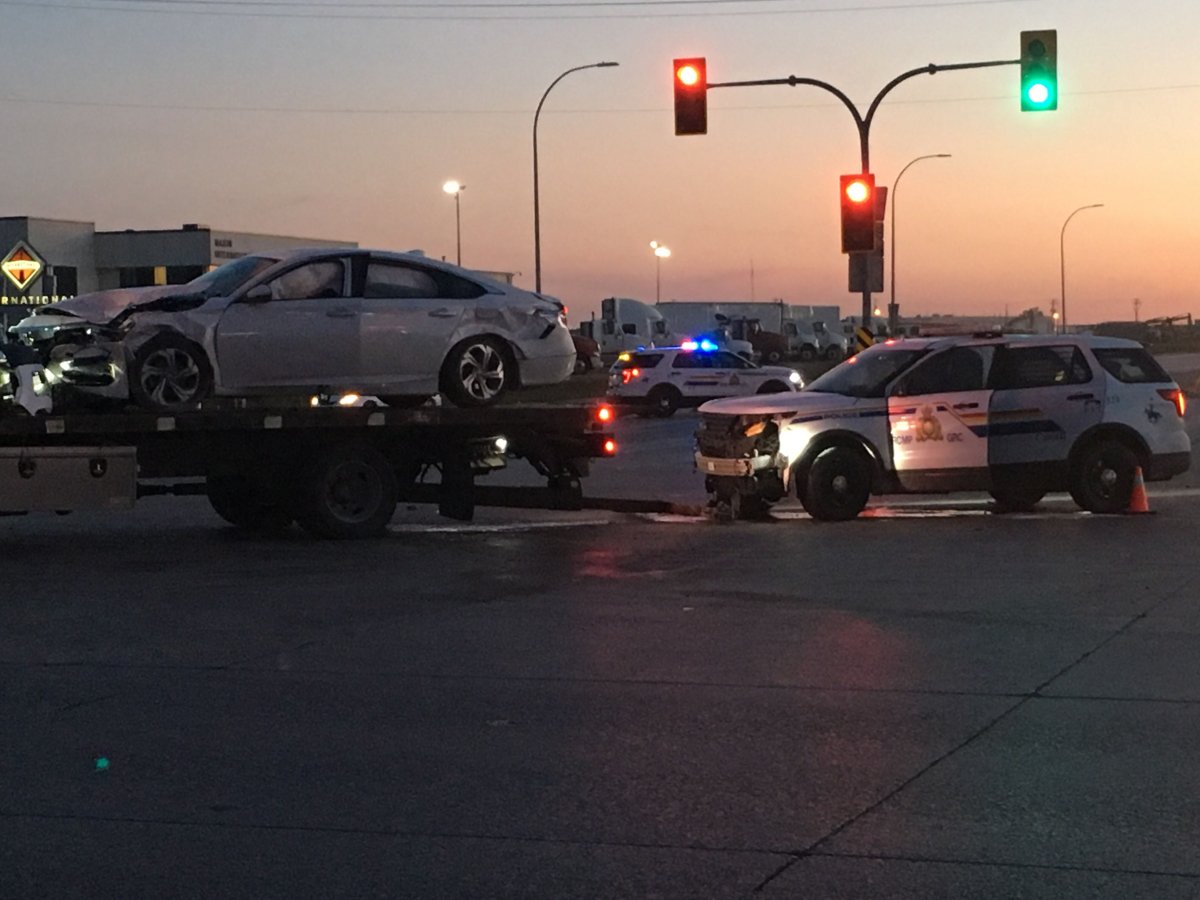 A crash involving a Manitoba RCMP vehicle on Wednesday.