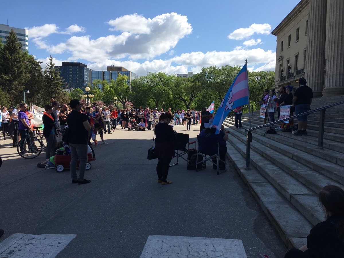 Hundreds of Winnipeggers gathered Saturday for Pride Winnipeg’s third annual transgender march and rally.