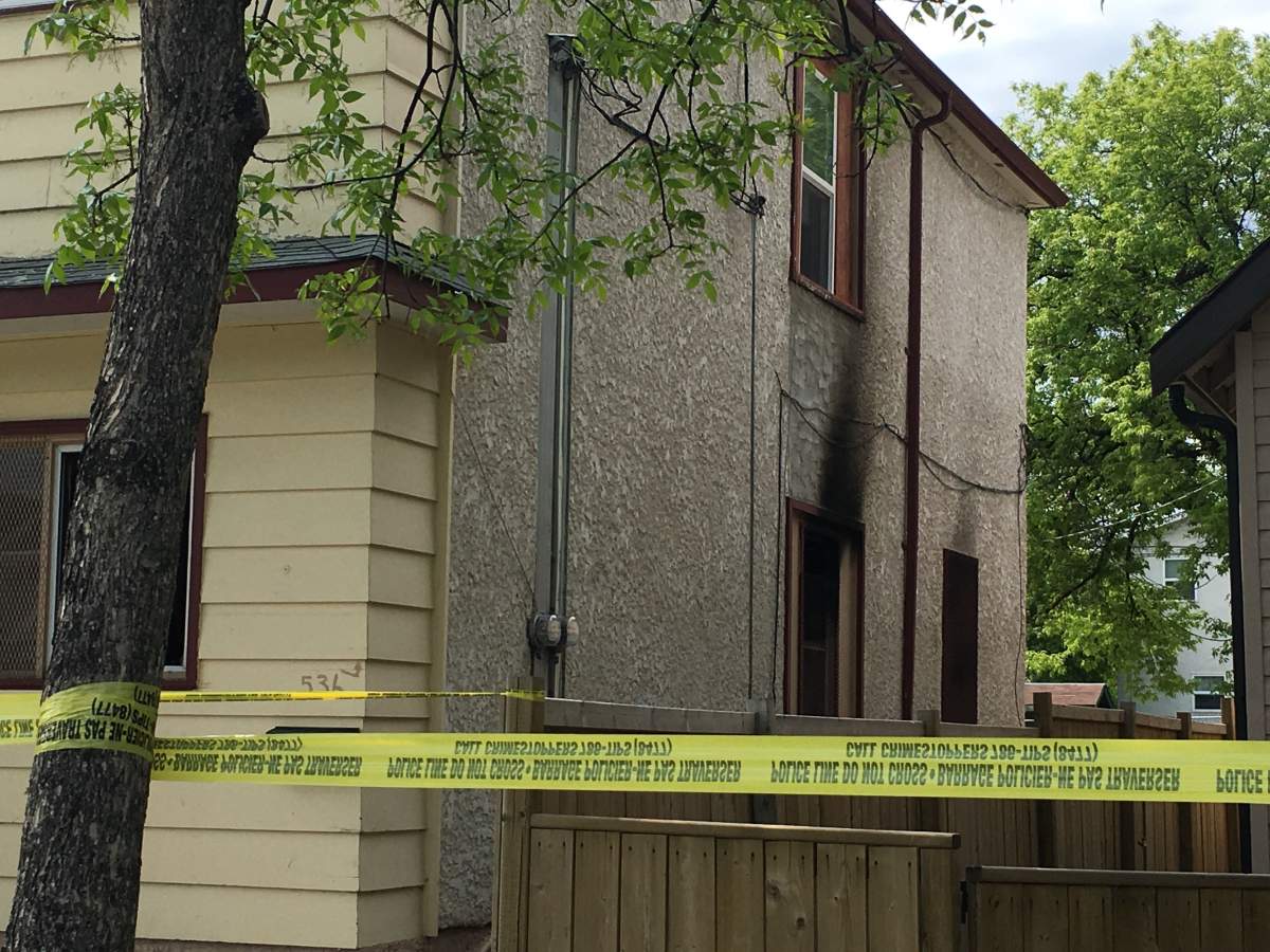 A house on Manitoba Avenue after a Saturday night fire.