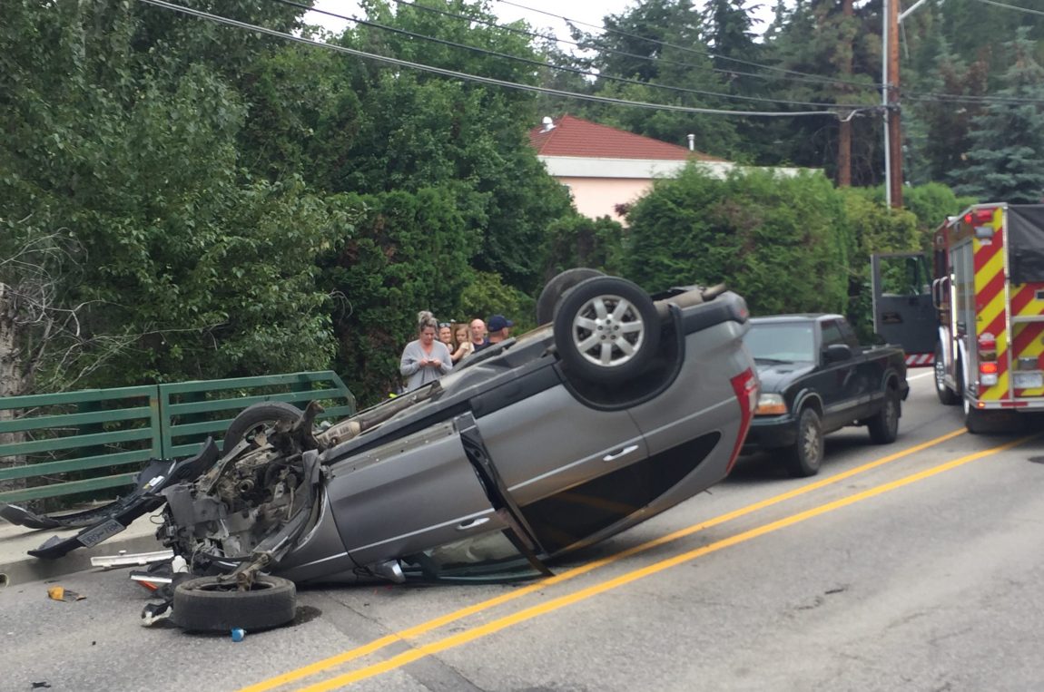 An SUV rolled and landed on its roof on Gordon Dr. 