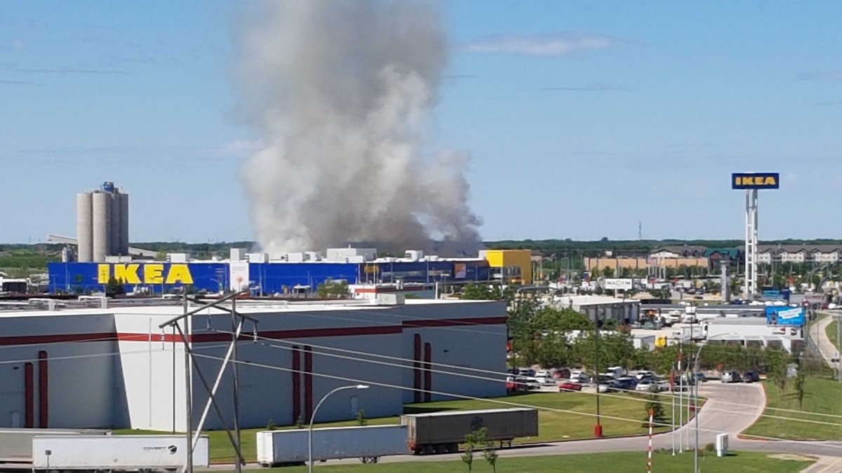 Smoke is seen near the IKEA store.