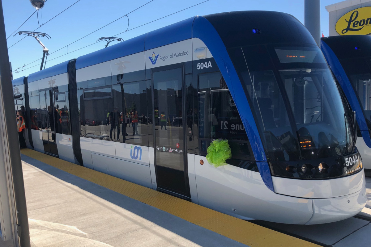 An ION train awaits its first passengers at the launch at Fairview Station June 21.