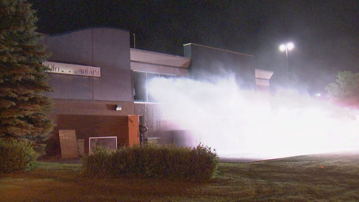Firefighters battle a fire at a hair salon in Côte-des-Neiges.