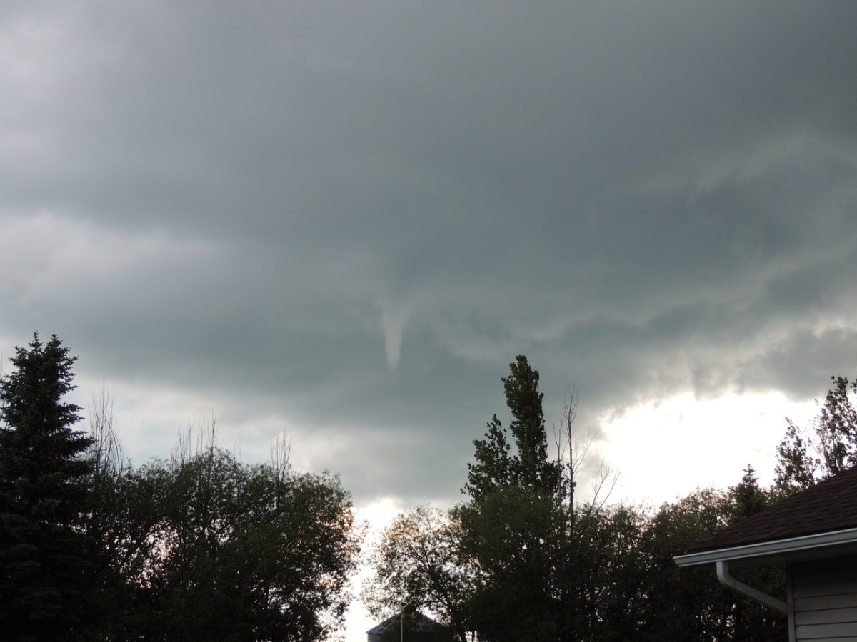 What appears to be a funnel cloud is seen near Vimy, Alta. on June 23, 2019 in this photo received from a Global Edmonton viewer.