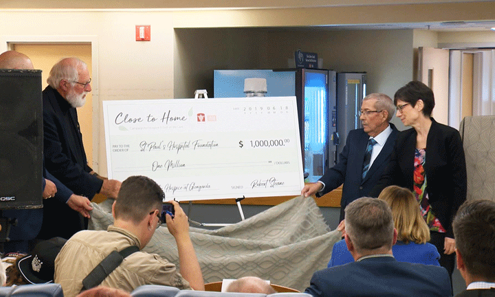 During the event Tuesday, a $1-million donation was made to the Close to Home campaign for hospice and end-of-life care.