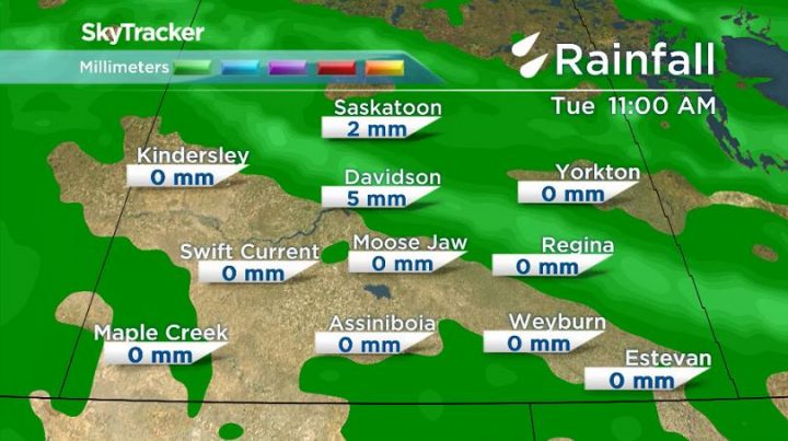 Minimal rainfall amounts are expected by Tuesday.