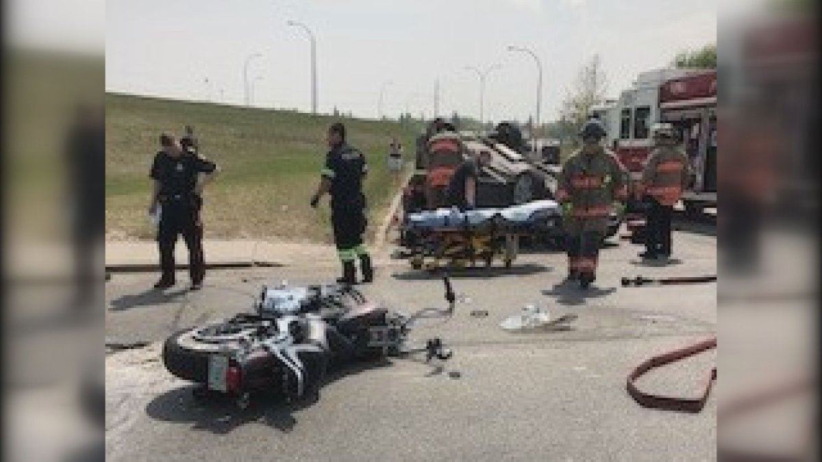 A motorcyclist was taken to Royal University Hospital with serious  injuries after a collision on June 2, 2019.