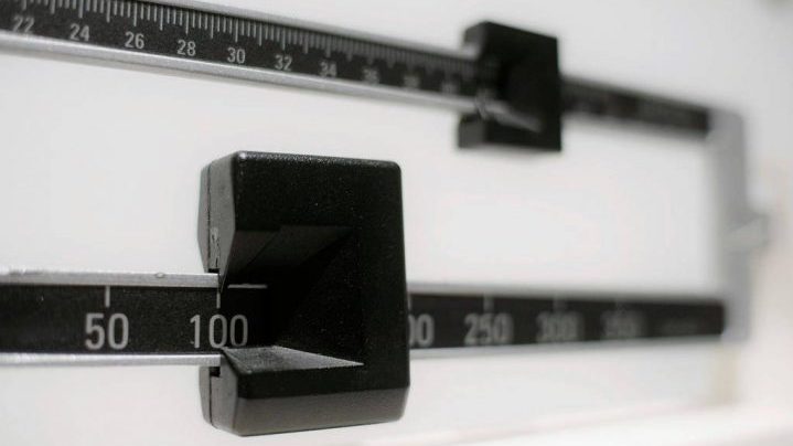 This file photo shows a closeup of a beam scale.