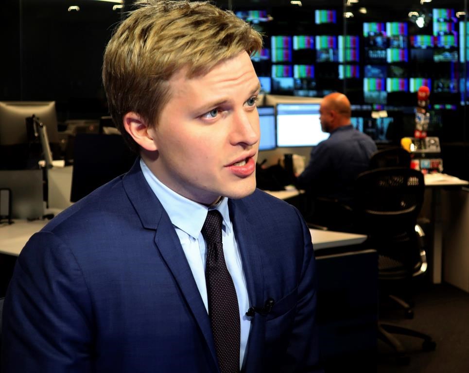 Ronan Farrow, a contributing writer for the New Yorker, speaks with reporters at the Associated Press headquarters in New York on July 27, 2018.