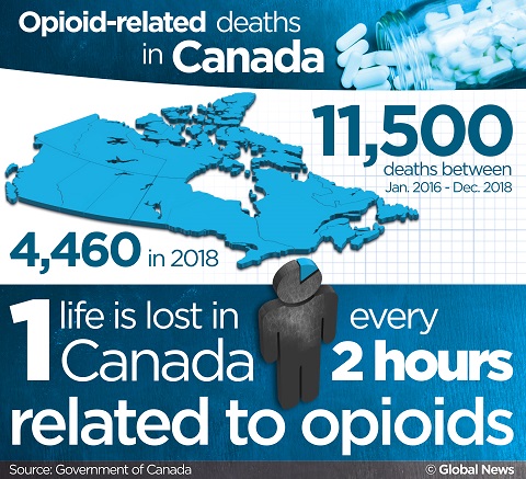 Opioid Overdose Deaths Continue To Increase In Canada: PHAC | Globalnews.ca