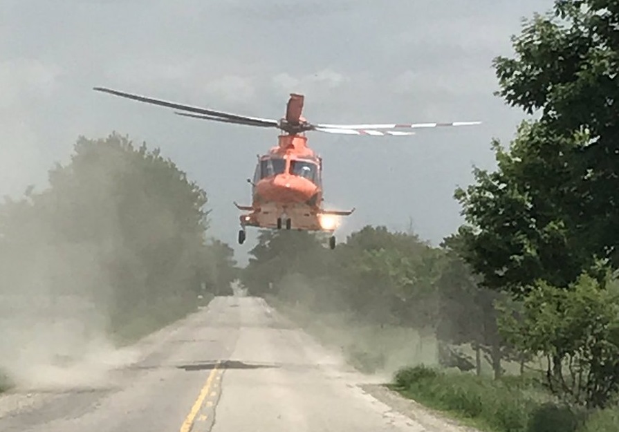 Wellington County OPP say a 70-year-old man was airlifted from a crash near Elora on Tuesday afternoon.