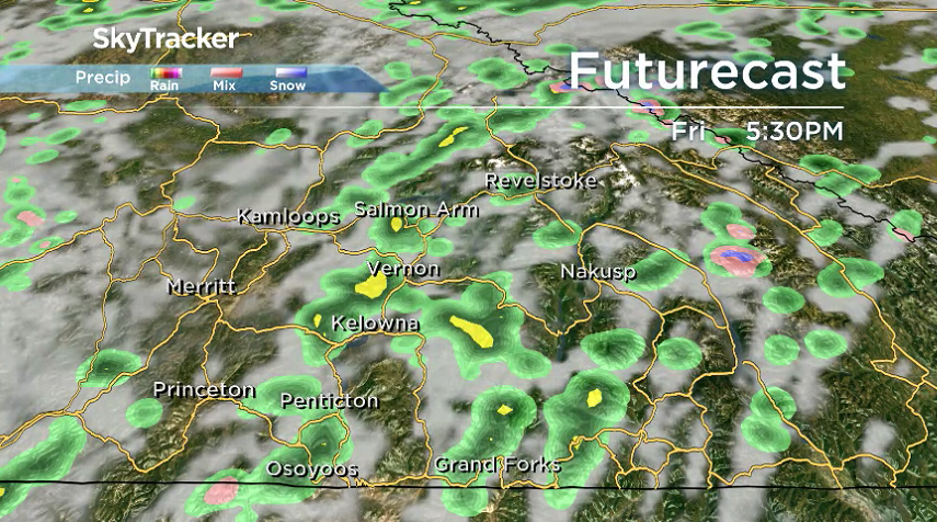 Partly-to-mostly cloudy skies with the risk of a thundershower continue through the day on Friday.